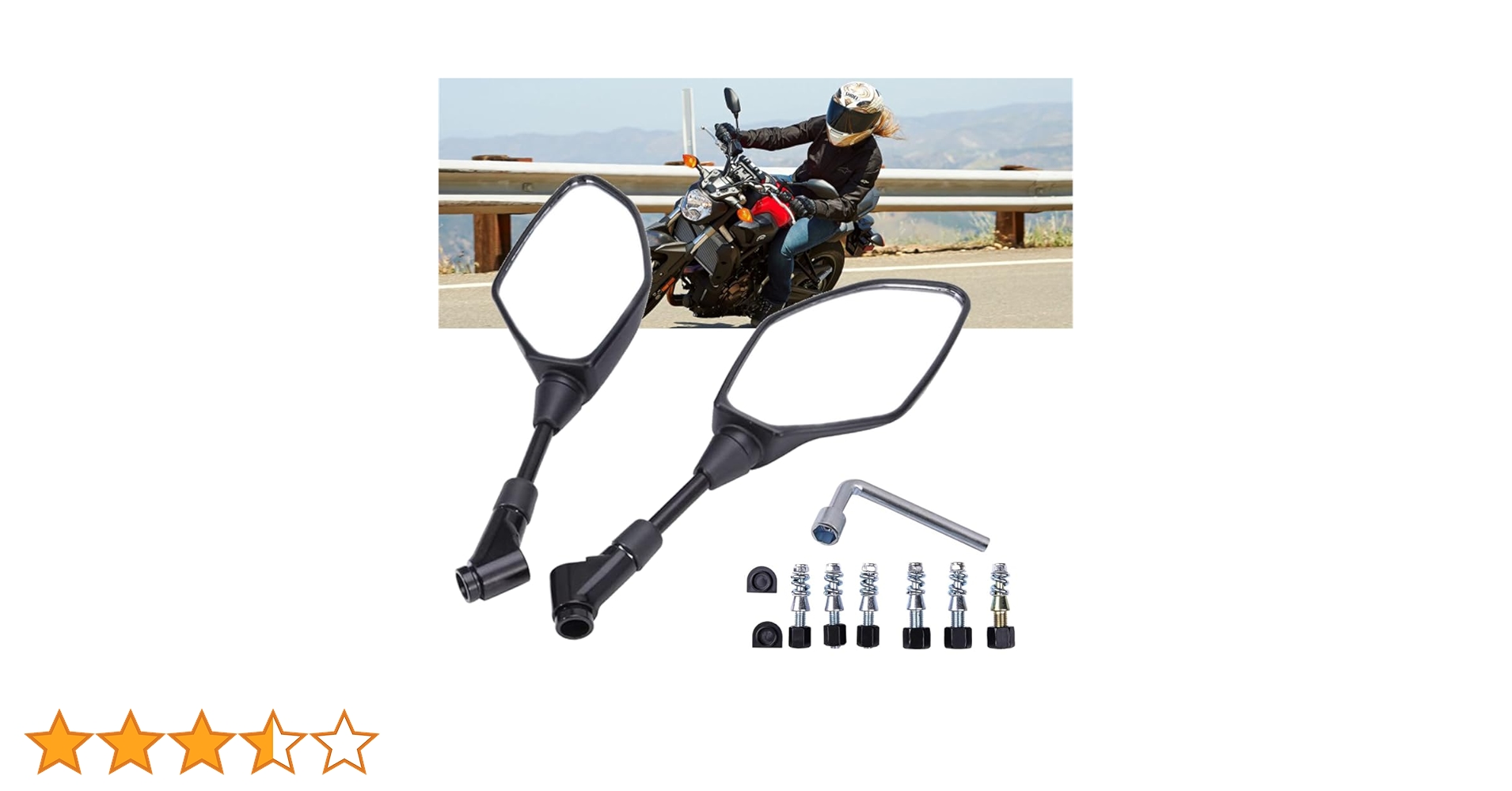 みらみん Amazon | Beilike バイクミラー 汎用 左右セット 凸面鏡 8mm